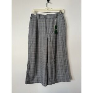 Halara Gray Plaid High Waist Wide Leg Pull On Pants Size M